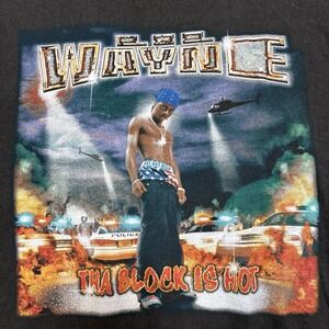 Vintage Lil Wayne Tha Block Is Hot T-Shirt Top Men's Large Black Graphic VTG